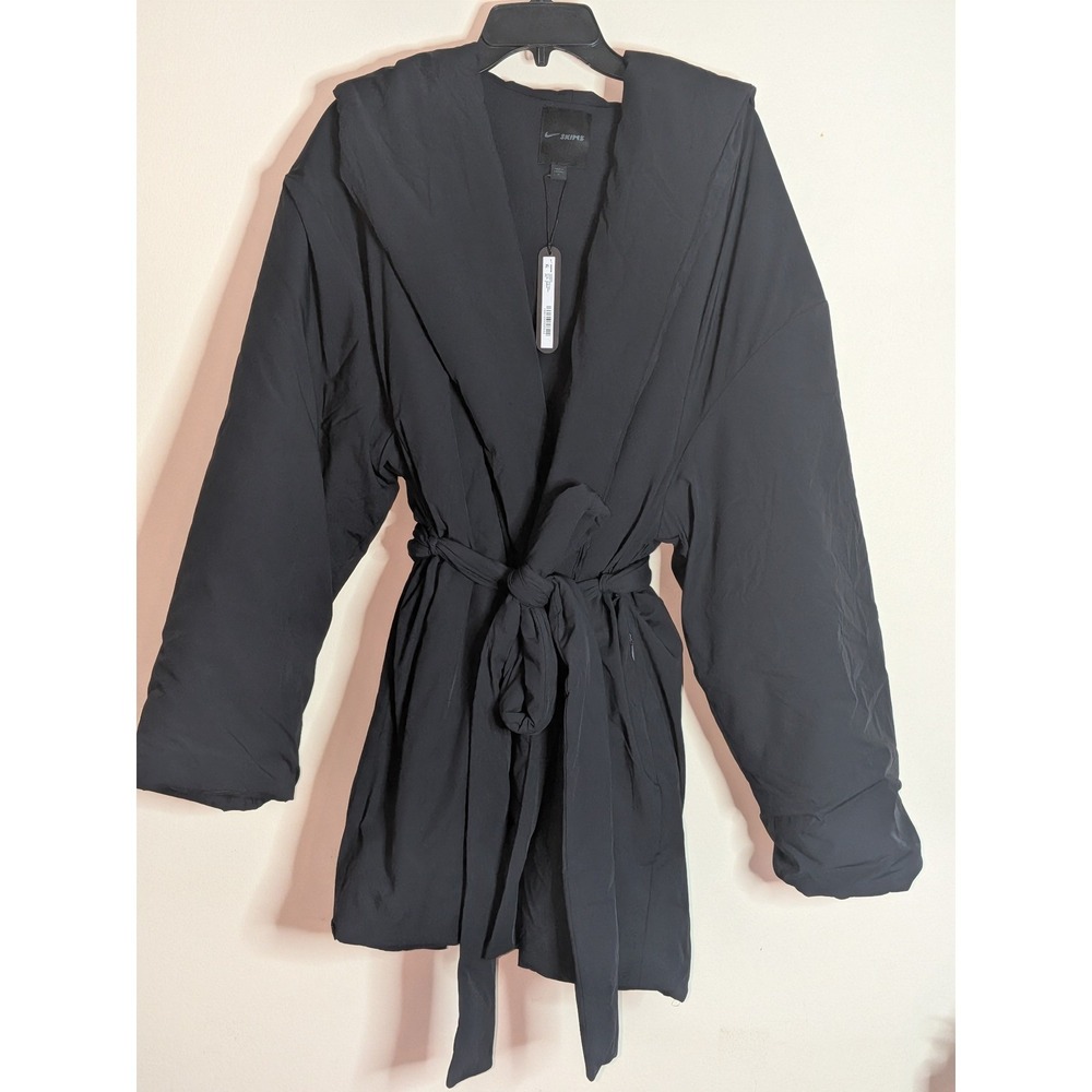 Nike x SKIMS Hooded Wrap Coat Obsidian Black LS-SL-10423W Womens Medium